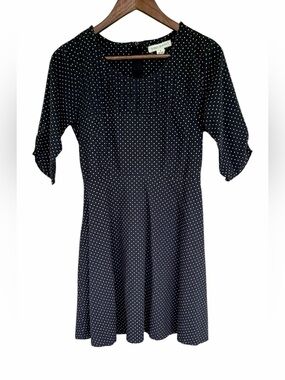 Mata Traders Black Cotton Dress with Gold/Yellow Polka Dots